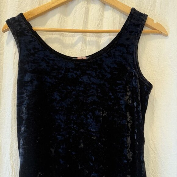 Aqua Blues Dress Crushed Black Velvet Maxi Dress Size Large Whimsigoth Fairy - Picture 2 of 11